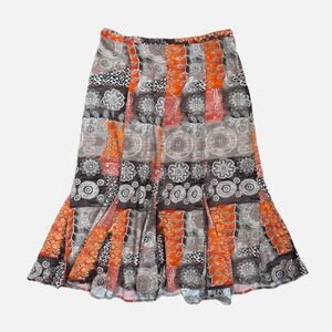 NEW CJ Banks Skirt Womens 18W Orange Brown Geometric Whimsigoth Goblin Retro NOS